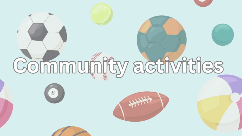 An image of various sports balls with the words "Community Fitness" across the front.