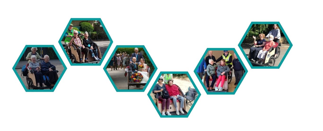 Trishaw photos contained with hexagons.
