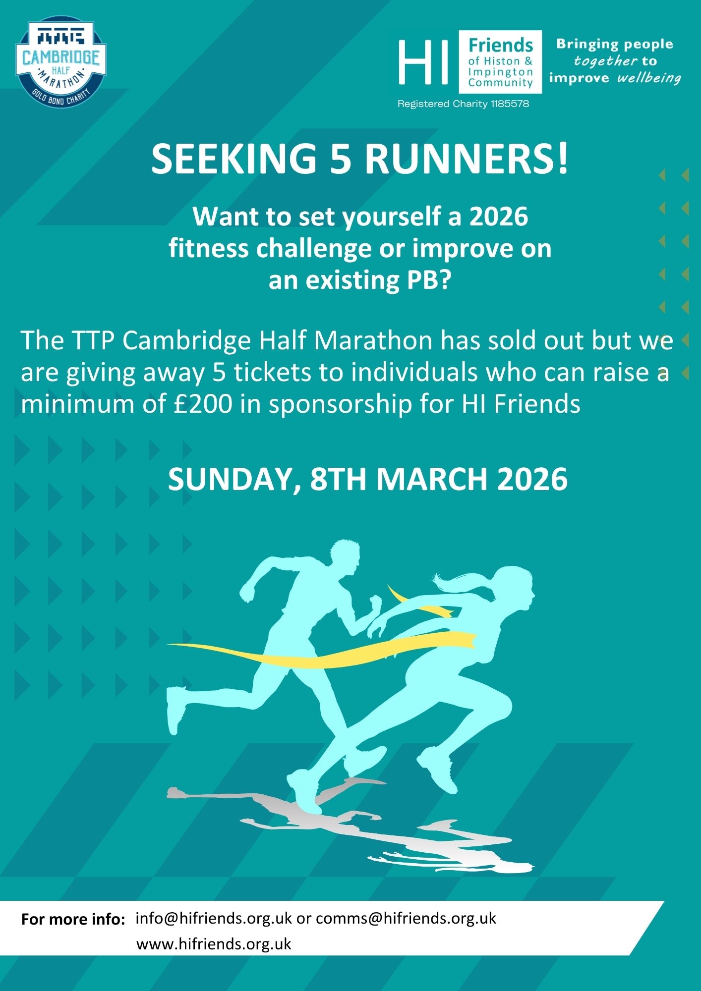Seeking 5 runners for TTP Half Marathon
